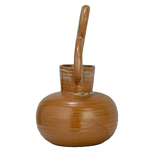 Bloomingville Bloomingville 8.5 Inches Stoneware Twisted Handle and Reactive Glaze, Brown Vase