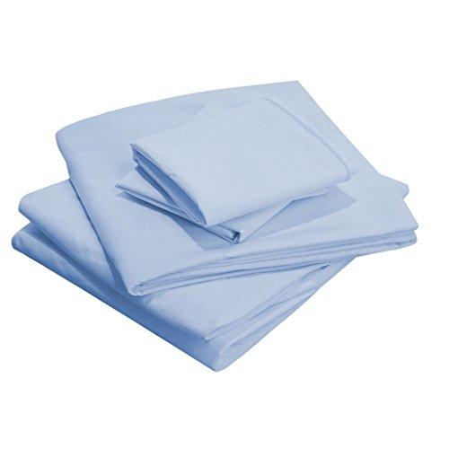 Scala Bedding 270 Thread Count 100% Egyptian Cotton 1 Piece Soft Italian Finish Flat Sheet King Top Sheet Light Blue