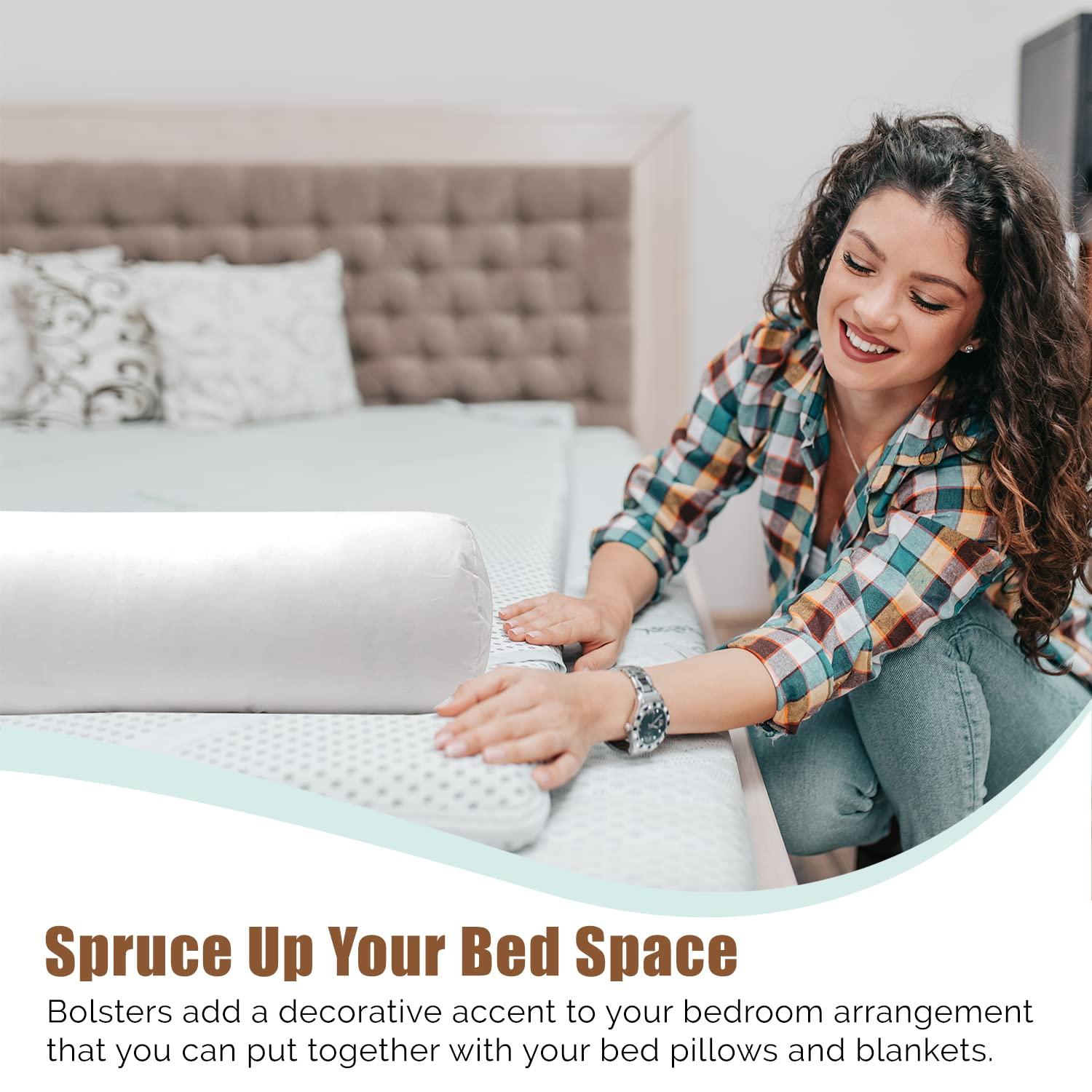 Pillowflex Pillowflex Bolster Pillow (9\"x44\") - Round Roll Pillow Bolster Insert, Plush Polyester-Filled Insert for Decorative Shams, Odorless, Lint and Dust-Free Polyester Filling, No Lumps - (White)