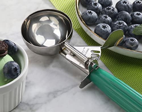New Star Foodservice New Star Foodservice 34806 Commercial-Grade Thumb Press Food Disher/Ice Cream Scoop, 18/8 Stainless Steel, 3.25 oz, Size 12, Green