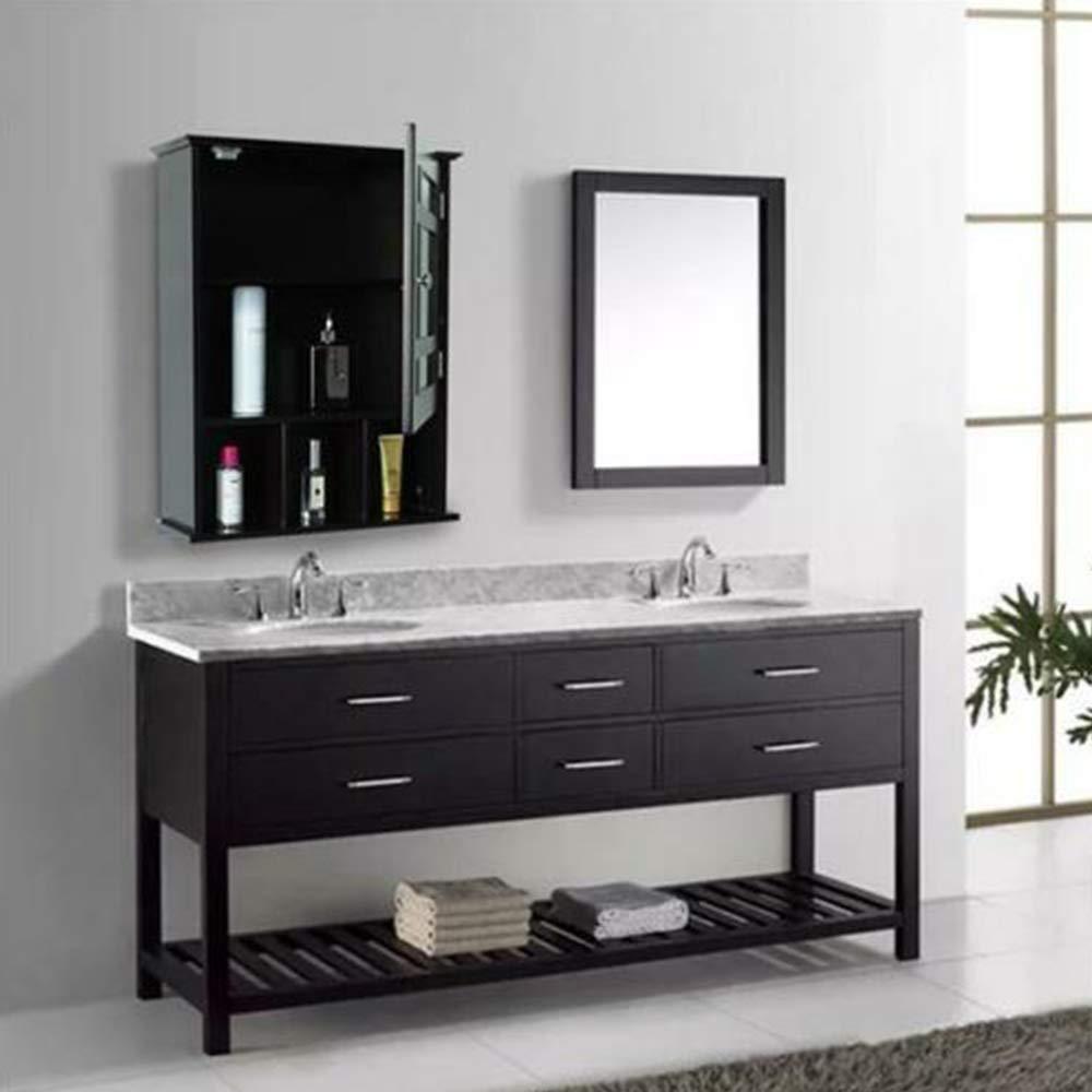 Thaweesuk Shop Thaweesuk Shop New Espresso Wall Mounted Bathroom Vanity Mirror Storage Medicine Cabinet Shelves Over Toilet Wood 18.90\" x 6.50\" x 23.63\" (LxWxH)