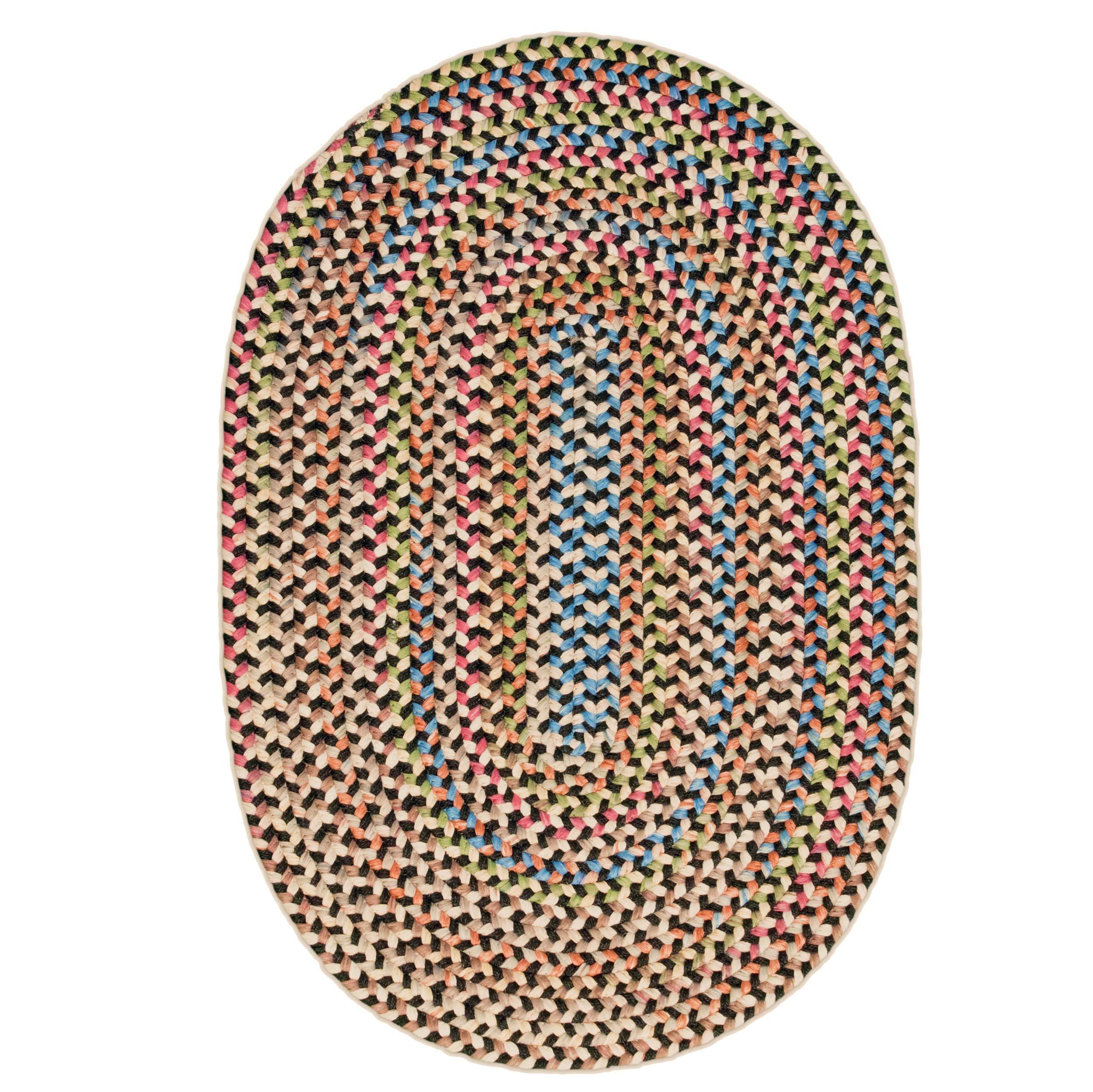 Super Area Rugs Super Area Rugs Roxbury American Made Braided Rug for Indoor Outdoor Spaces, Charcoal/Natural Multi, 3' X 5' Oval