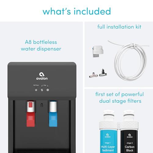 Avalon Avalon Countertop Self Cleaning Bottleless Water Cooler Water Dispenser - Hot & Cold Water, NSF Certified Filter- UL Listed- Black