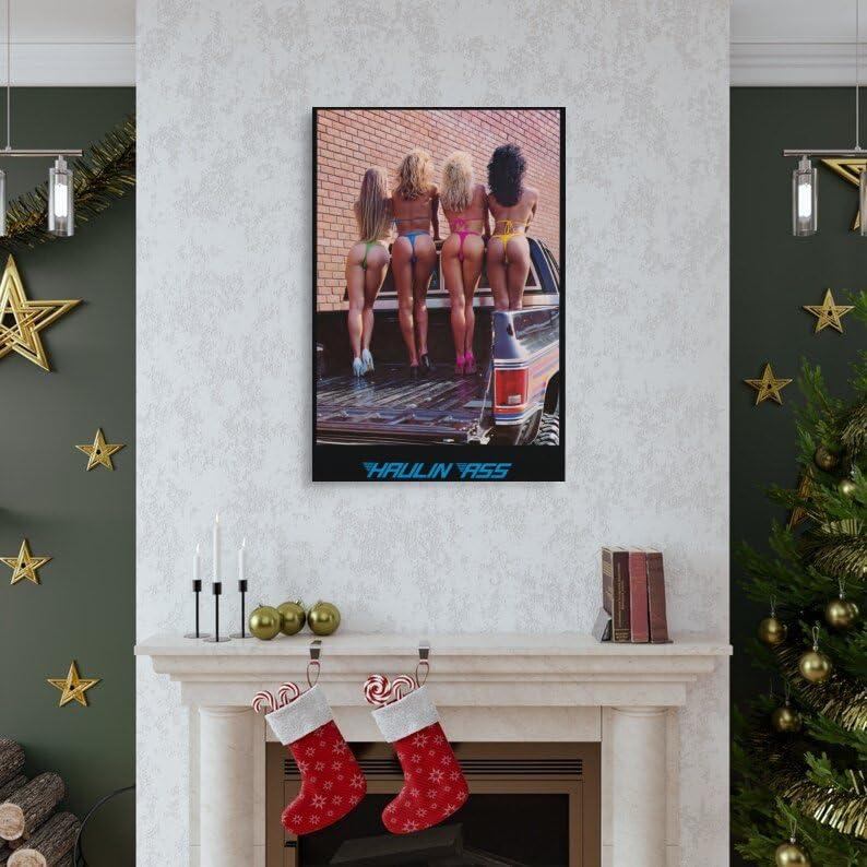 PENCHAIN 1970s 1980s Haulin Ass Bathing Suit Girls Pinup Poster Pickup Truck Poster Vintage Original Poster Poster Album Art Decor Painting Wall Art Canvas Poster Bedroom Decor Poster 24x36inch(60x90cm) Frame-