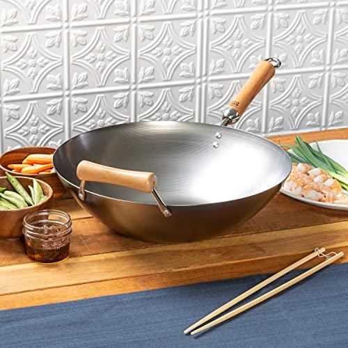 JOYCE CHEN JOYCE CHEN Classic Series 14-Inch Carbon Steel Wok with Birch Handles