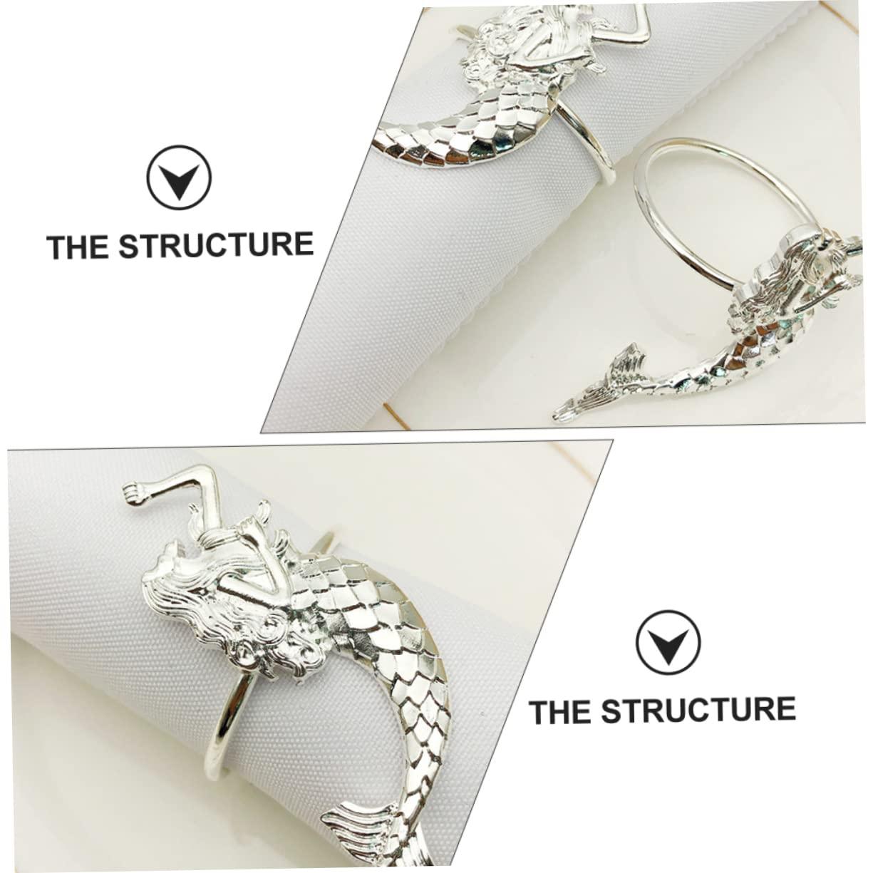 BESTonZON 2pcs Mermaid Napkin Rings Serviette Buckle Ring Fall Napkin Rings Christmas Napkin Buckles Valentine s Day Napkin Rings Mariposas Decorativas Para Pared Set up Metal Delicate