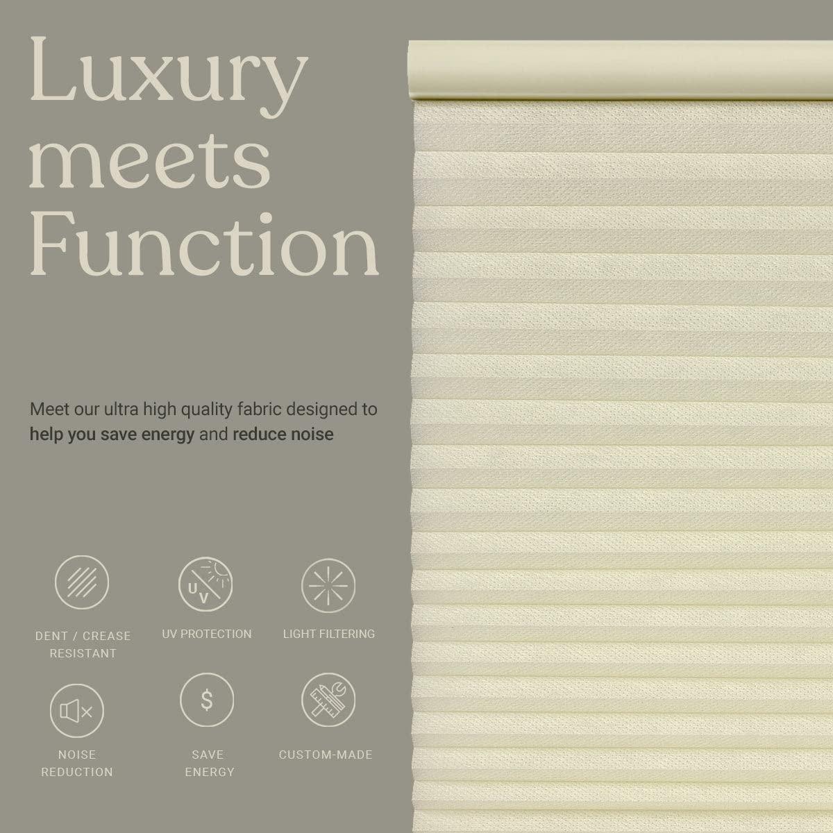 Mood MOOD Top Down Bottom Up Cellular Shades | Cordless, Light Filtering, Insulation, Acoustic Comfort | Honeycomb Blinds for Windows | Ivory | 38" Width x 48" Height