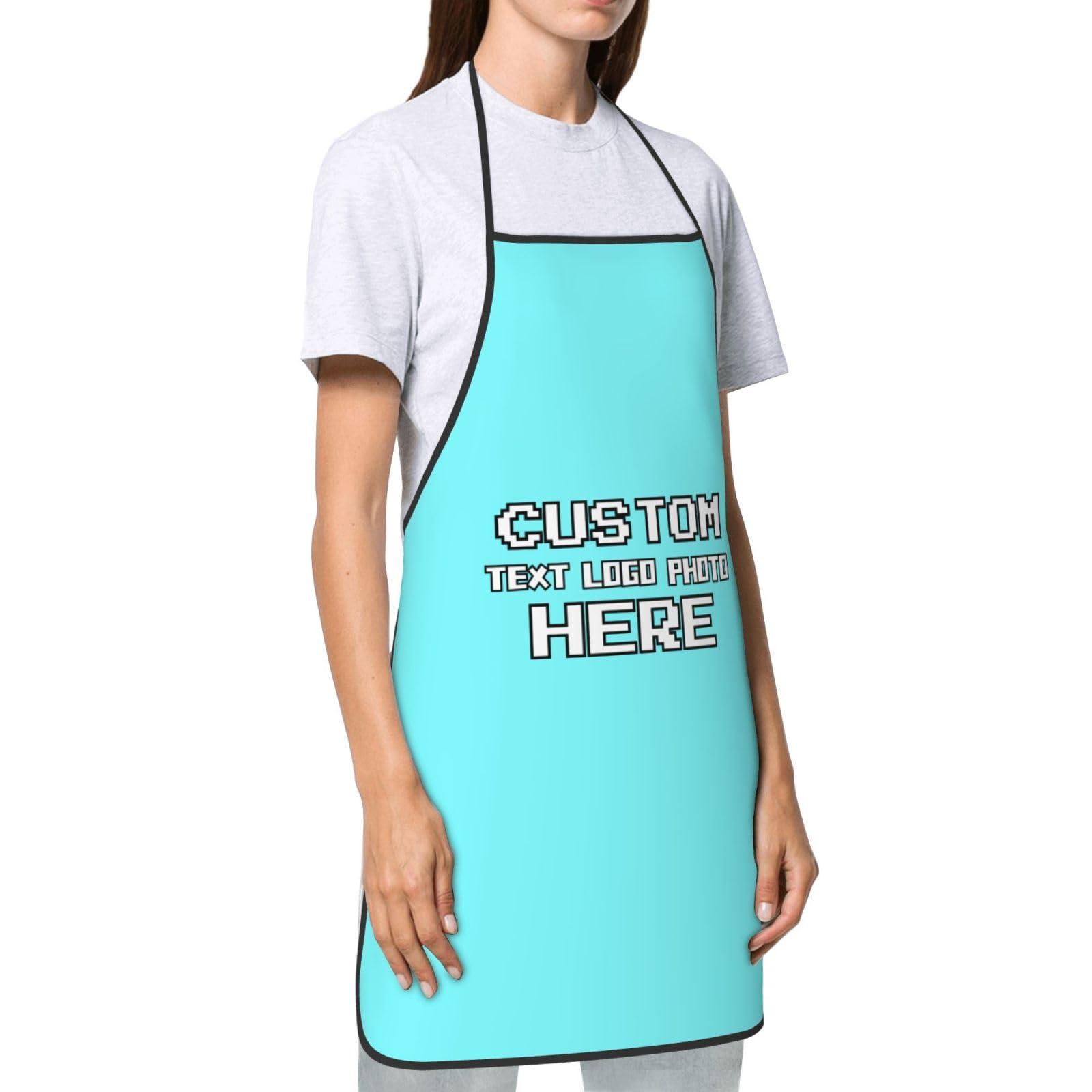 Rziaespj Rziaespj Custom Apron Aprons for Men with Text Logo Photo Name Custom Aprons for Great Gifts Personalized Photos And Text for You Design Gift for Mom Cyan