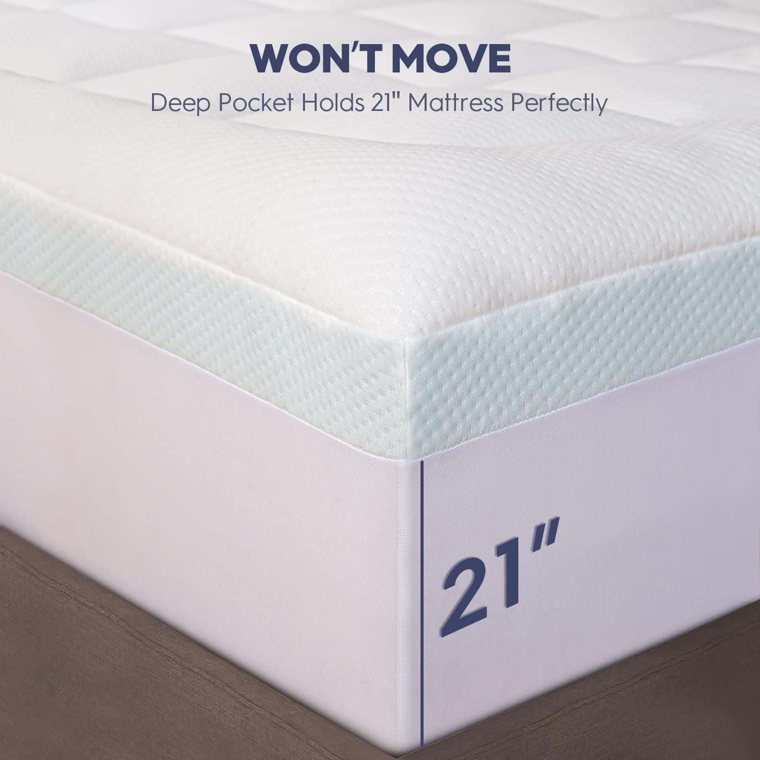 ELEMUSE ELEMUSE Dual Layer 3 Inch Memory Foam Mattress Topper King, 2 Inch Cooling Gel Memory Foam Plus 1 Inch Down Alternative Pillowtop Mattress Pad, Viscose Made from Bamboo Cover, Soft Comfort Support