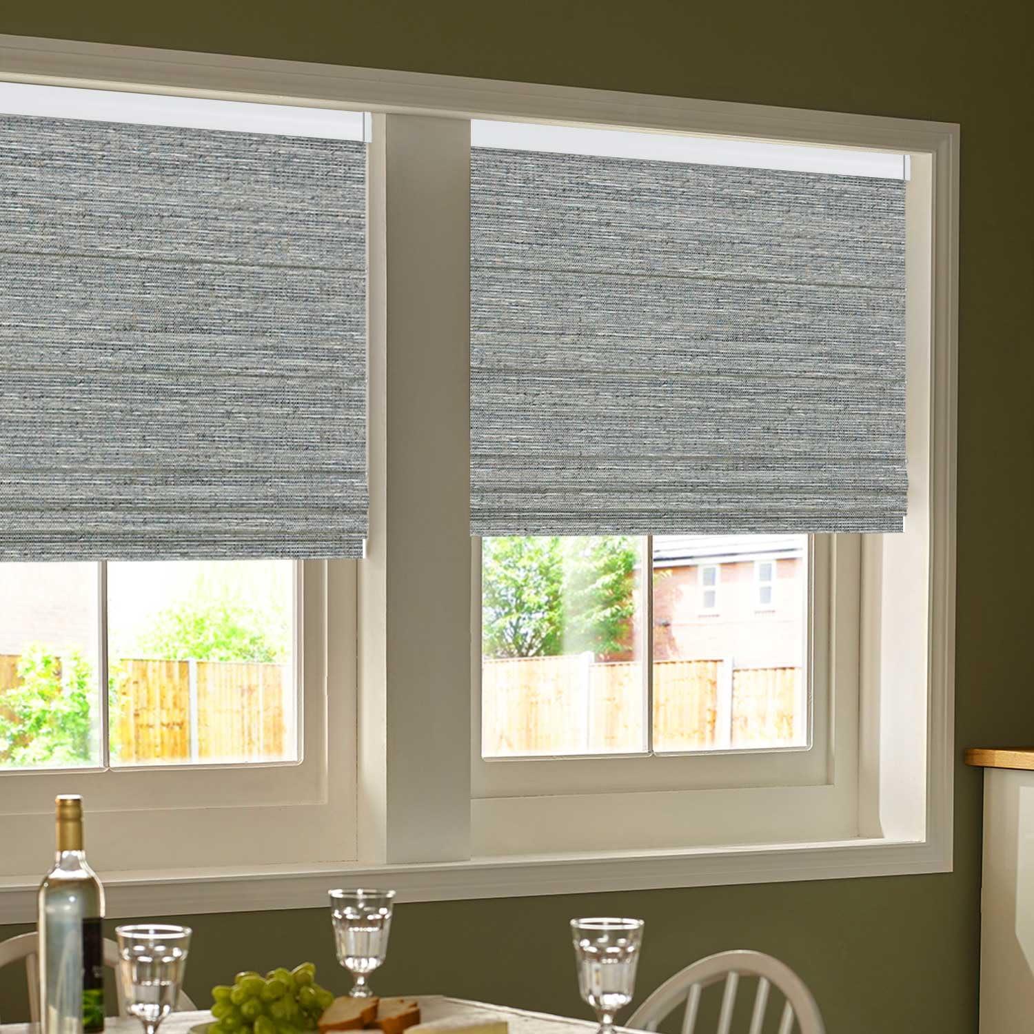 Amingrui Cordless Roman Shades for Windows Room 100% Blackout Fabric Roman Blinds for Windows Elegant Privacy Window Blinds for Home Living Room Bedroom Windows, Light Grey,63 1/2" W x 56" H