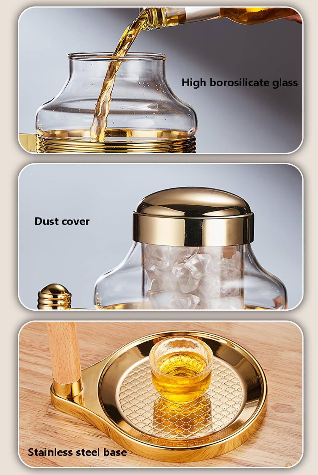 GUSGL Sake Dispenser-Glass Ice Cold whiskey Dispenser-Decanter Dispenser for Bourbon,Wine,Sake,Vodka,Tequila