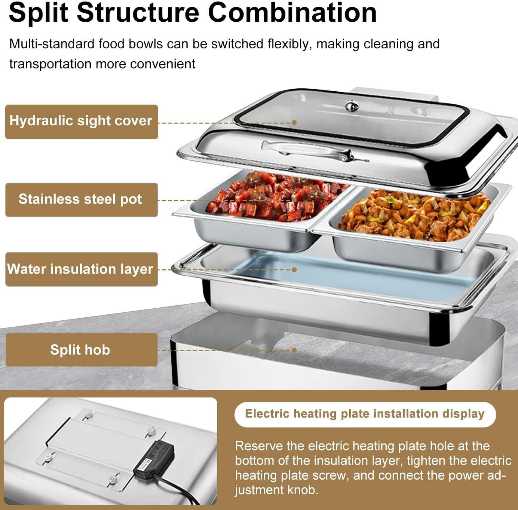 BTURYT 9L Commercial Food Warmer, Electric Chafing Dishes for Buffet, Buffet Servers and Warmers with Adjustable Temperature for Kitchen and Dining