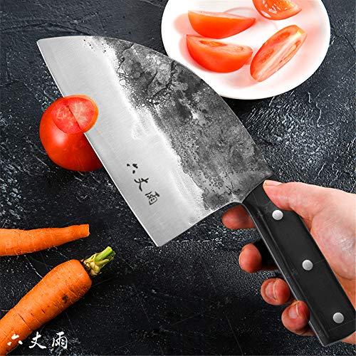 LIUZHANGYU Professional Chinese Traditional Forged Butcher Knife Chef Knife Kitchen Knife Sharp Blade Cleaver Slicer Full Tang Slaughtering Knife Chef's Meat Cleaver High Manganese Steel Hardness Forged Manual K