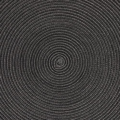 DII DII Classic Woven Tabletop Collection, Indoor/Outdoor Placemat Set, Round, 15" Diameter, Black, 6 Piece