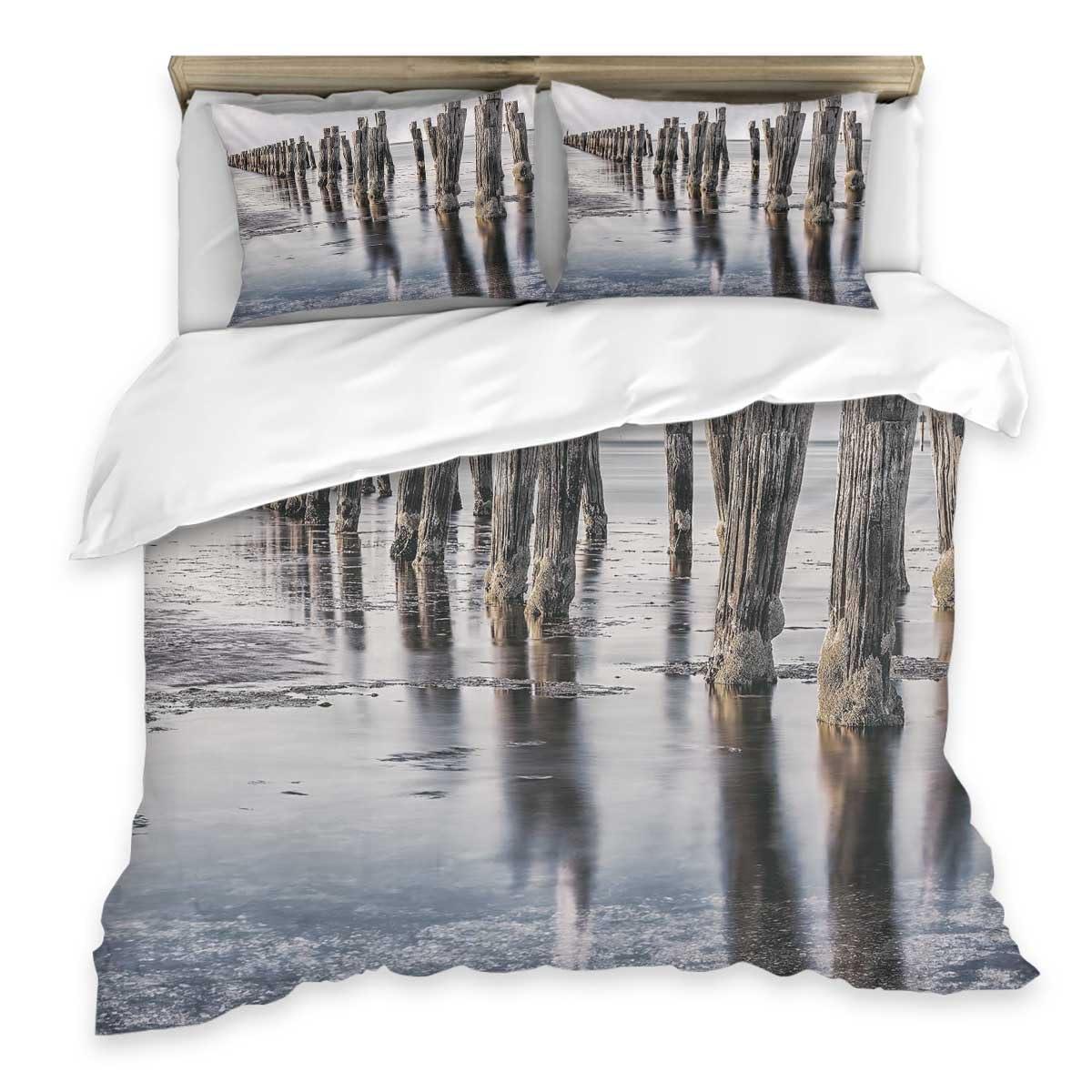 YANFENQI YANFENQI California King Size Duvet Covers Coast Beach Seascape Zippered Bedding for Kids Teens Adults (California King,104\" W X 98\" L)
