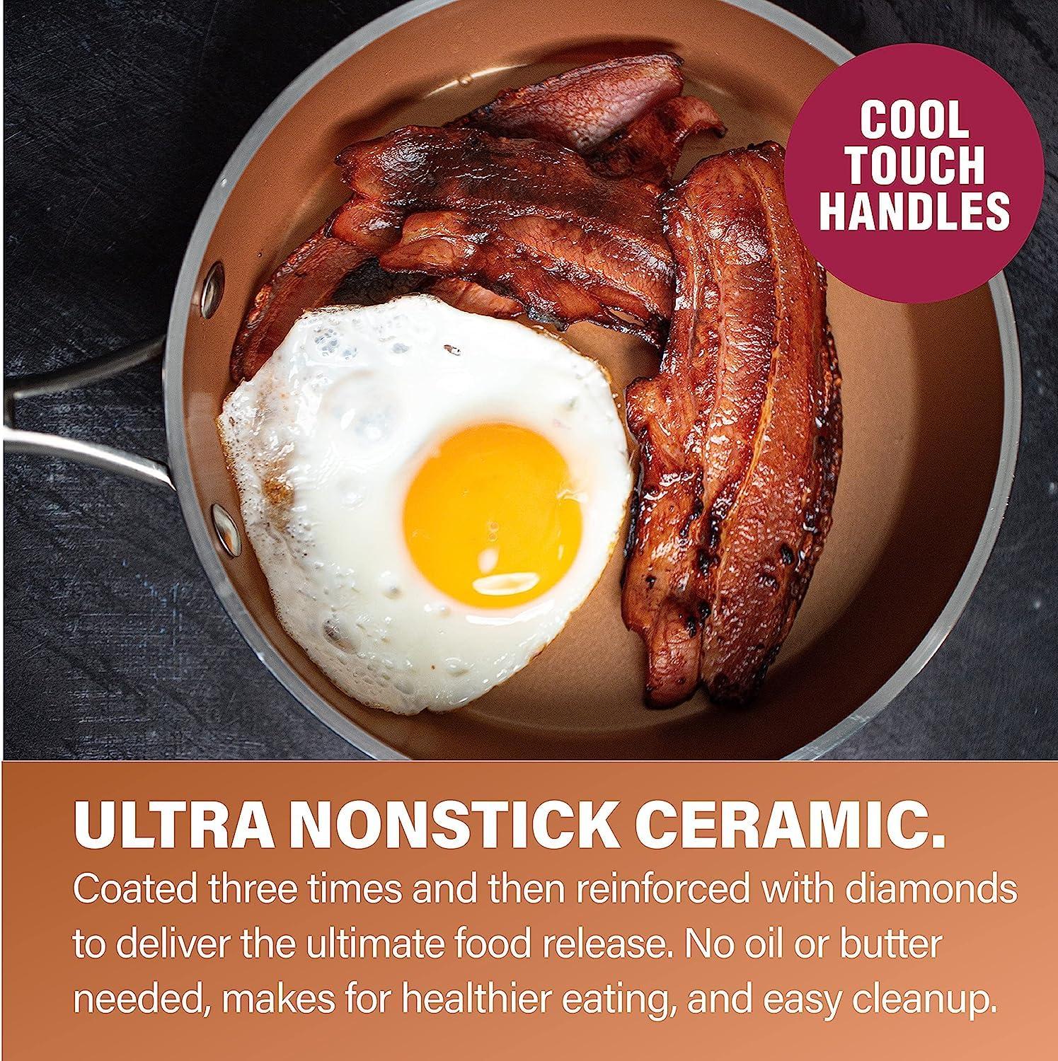 GOTHAM STEEL Gotham Steel Hammered Copper 10 Pc Pots and Pans Set Non Stick Cookware Set, Non Toxic Ceramic Cookware Set, Kitchen Cookware Sets with Induction Cookware, Pot and Pan Set, Oven/Dishwasher Safe