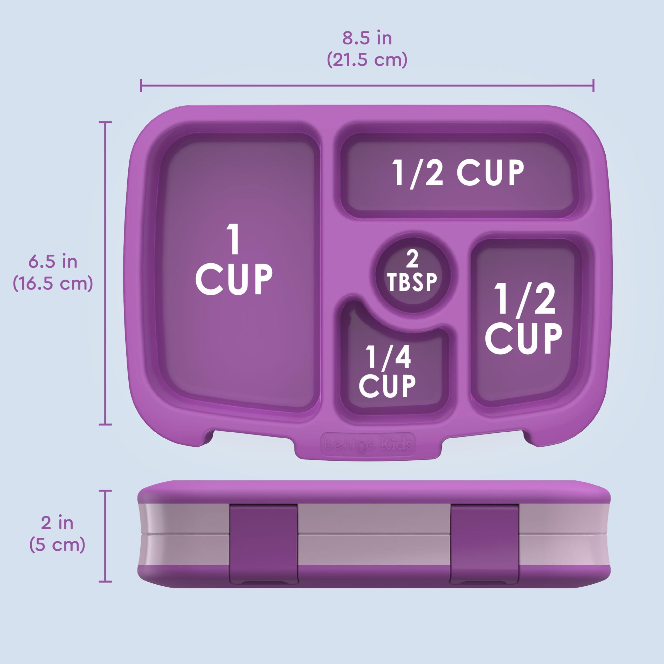 Bentgo Bentgo Kids Bento-Style 5-Compartment Leak-Proof Lunch Box - Ideal Portion Sizes for Ages 3 to 7 - Durable, Drop-Proof, Dishwasher Safe, BPA-Free, & Made with Food-Safe Materials (Purple)