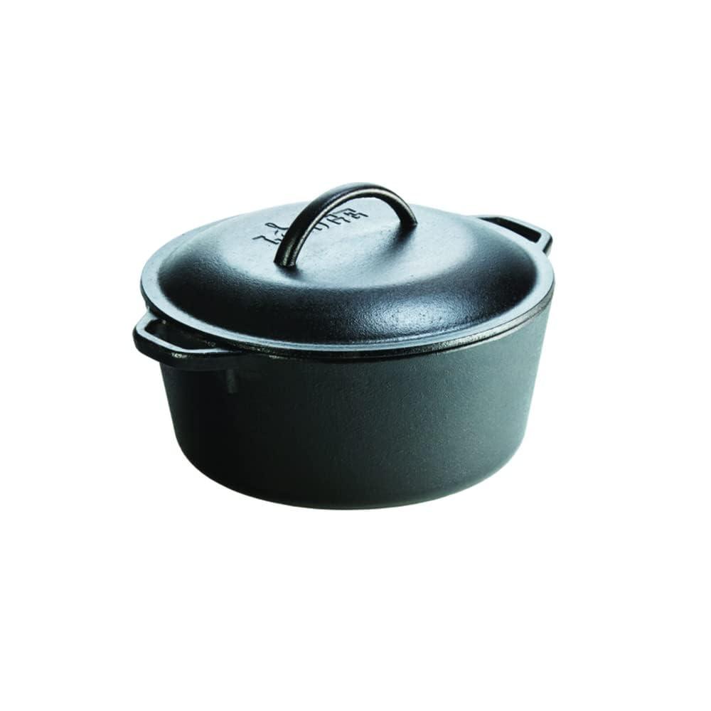 Lodge Lodge L8DOLKPLT Cast Iron Dutch Oven with Dual Handles, Pre-Seasoned, 5-Quart