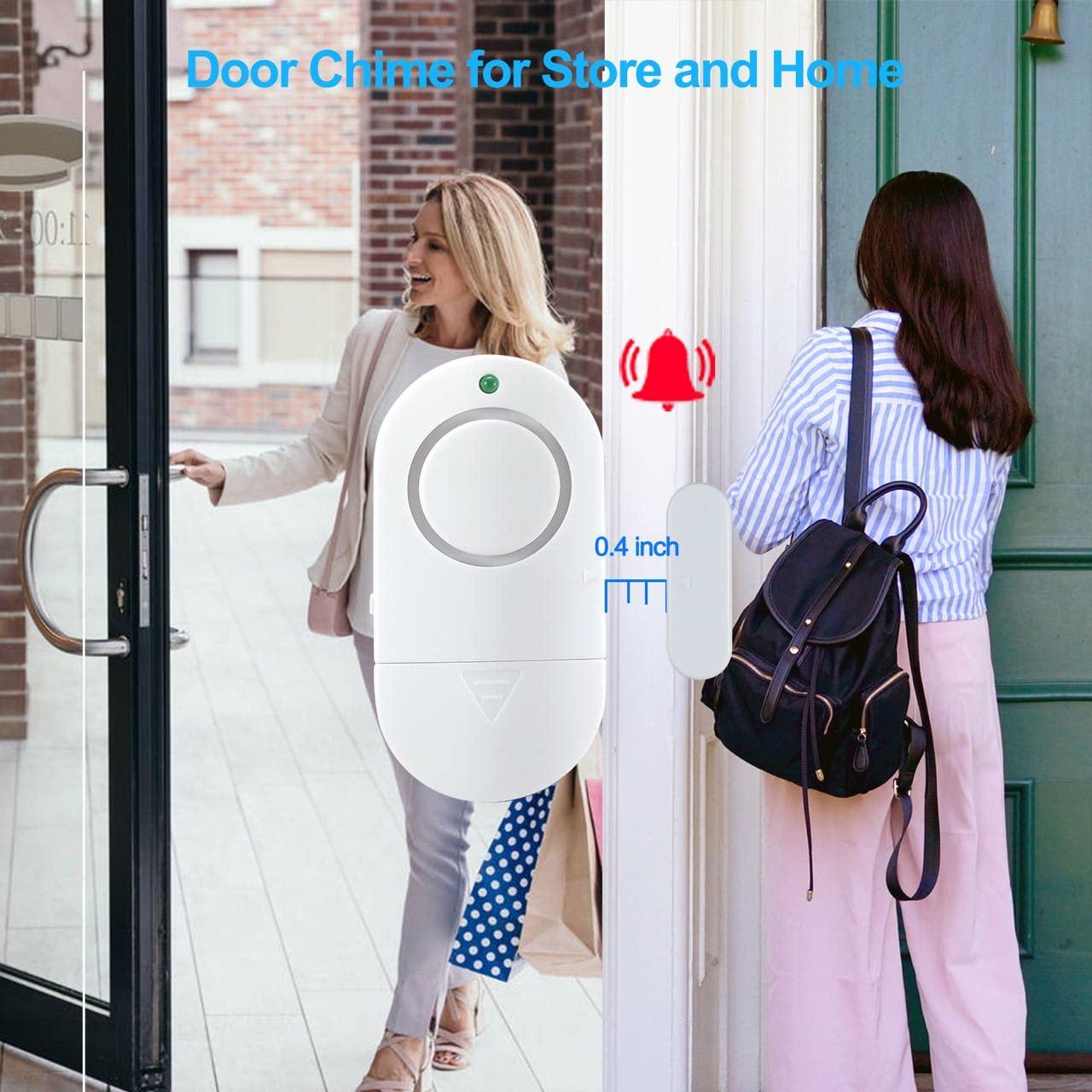 Toeeson Door Window Alarm, Toeeson 120 DB Window Chime Alarms for Home, White Door Alarms for Kids Safety