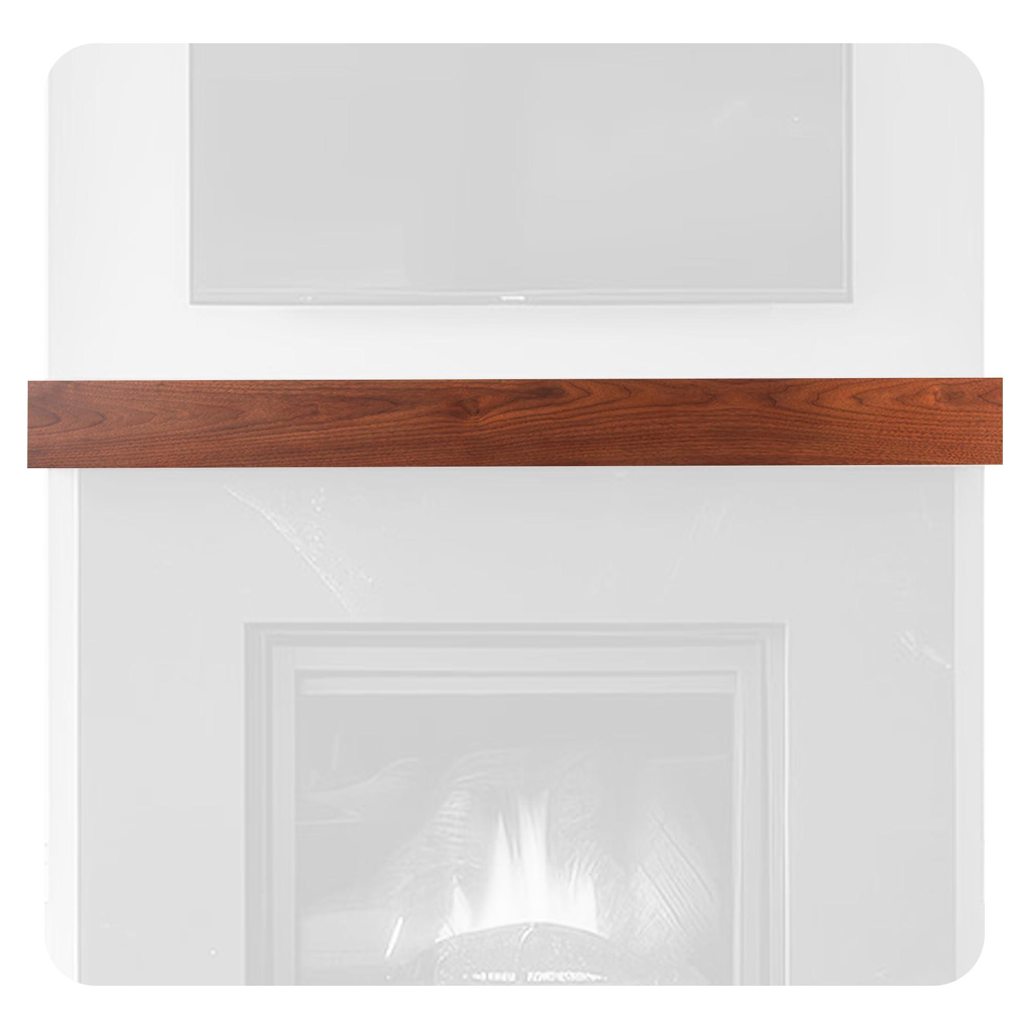 Modern Ember Modern Ember Walnut Creek 60 Inch Fireplace Mantel Shelf in Burnt Sienna - Durable 9\" Depth, Wall-Mounted Shelf with Smooth Finish and Close-Grain Details, Real Walnut Wood