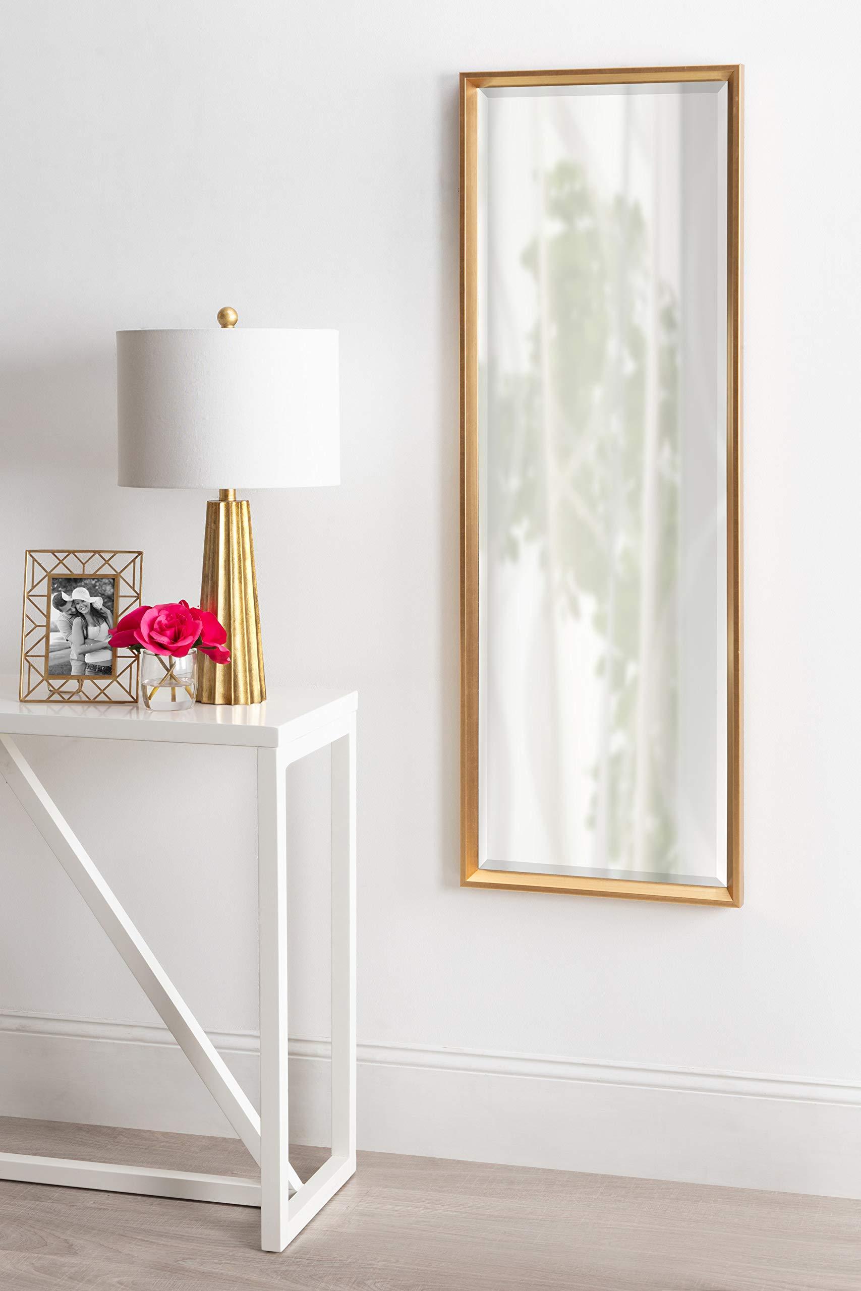 Kate and Laurel Kate and Laurel Calter Modern Framed Full Length Beveled Wall Mirror, 17.5x49.5 Gold