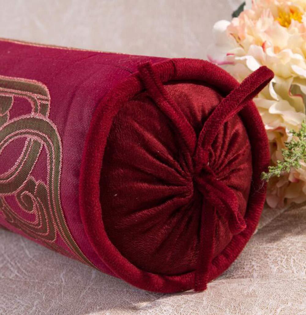 Neck & Cervical Pillows Jacquard Weave Candy Round Roll Pillow Sofa Decorative Throw Pillows Washable Long Cylinder Cervical Bolster Pillow for Feet & Neck Support (Red-2, 1550CM)