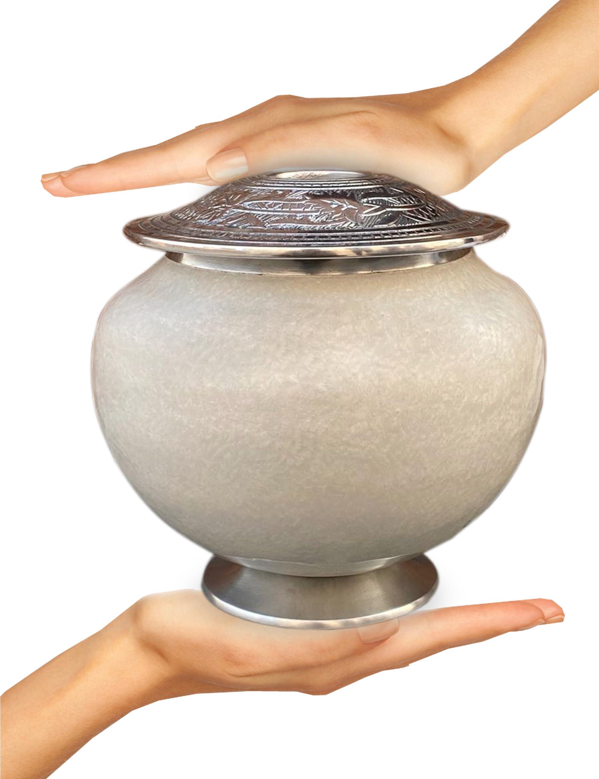 BOLD & DIVINE BOLD & DIVINE Cremation Urns for Human Ashes Adult - Large White Candle Urn - Decorative Urn for Ashes Display at Home Beautiful