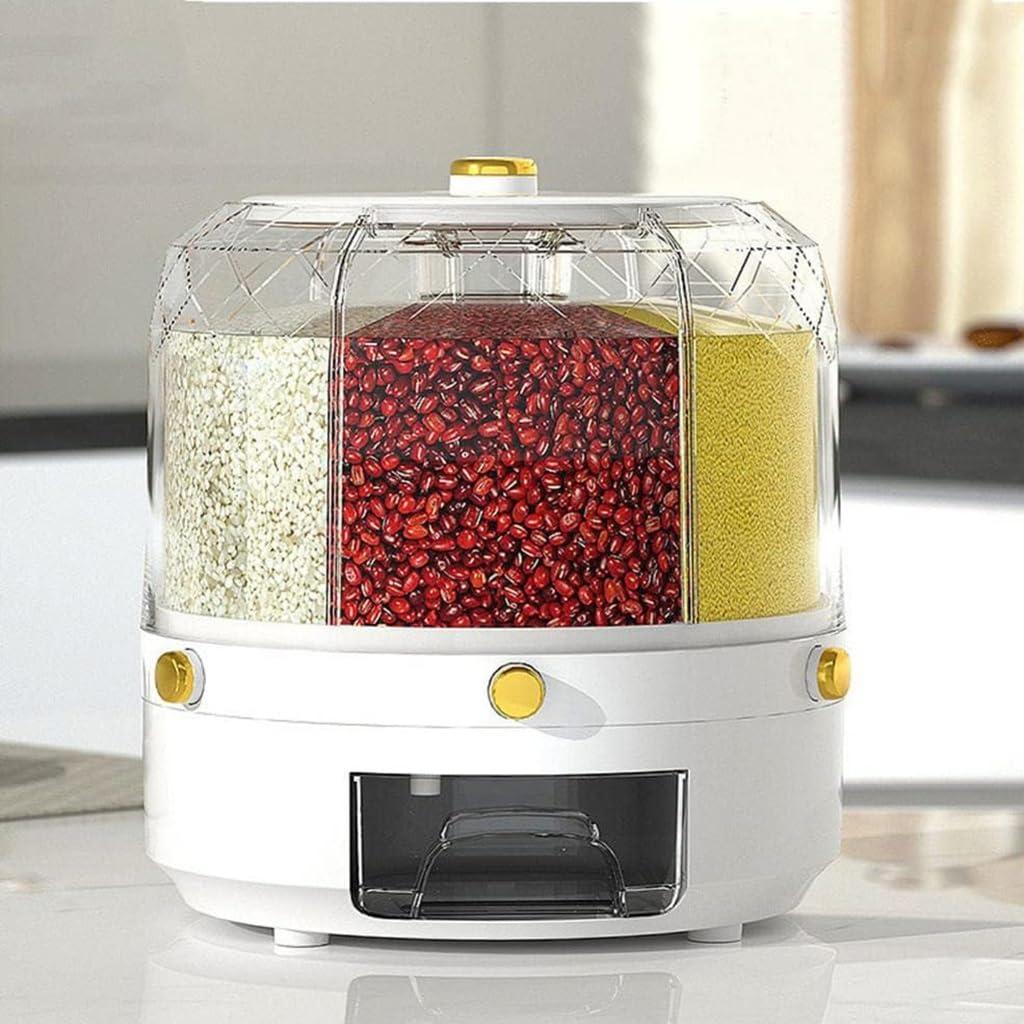 OTHZON OTHZON 360 Rotation Cereal Dispenser Lentil Dispenser, Rotating Grain Dispenser Storage-Large Capacity with 6 Compartments for Household, Kitchen Storage Container for All Beans, Barley, Millet