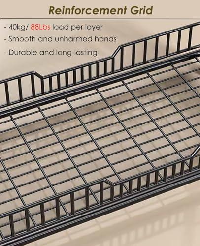 SRNSAEB SRNSAEB 3/4/5-Tier Movable Wire Shelving Unit Storage Rack, Large Capacity Kitchen/Bakery/Convenience Store Storage Shelf Organizer, Supermarket Display Rack (Color : Black, Size : 4-Tier)