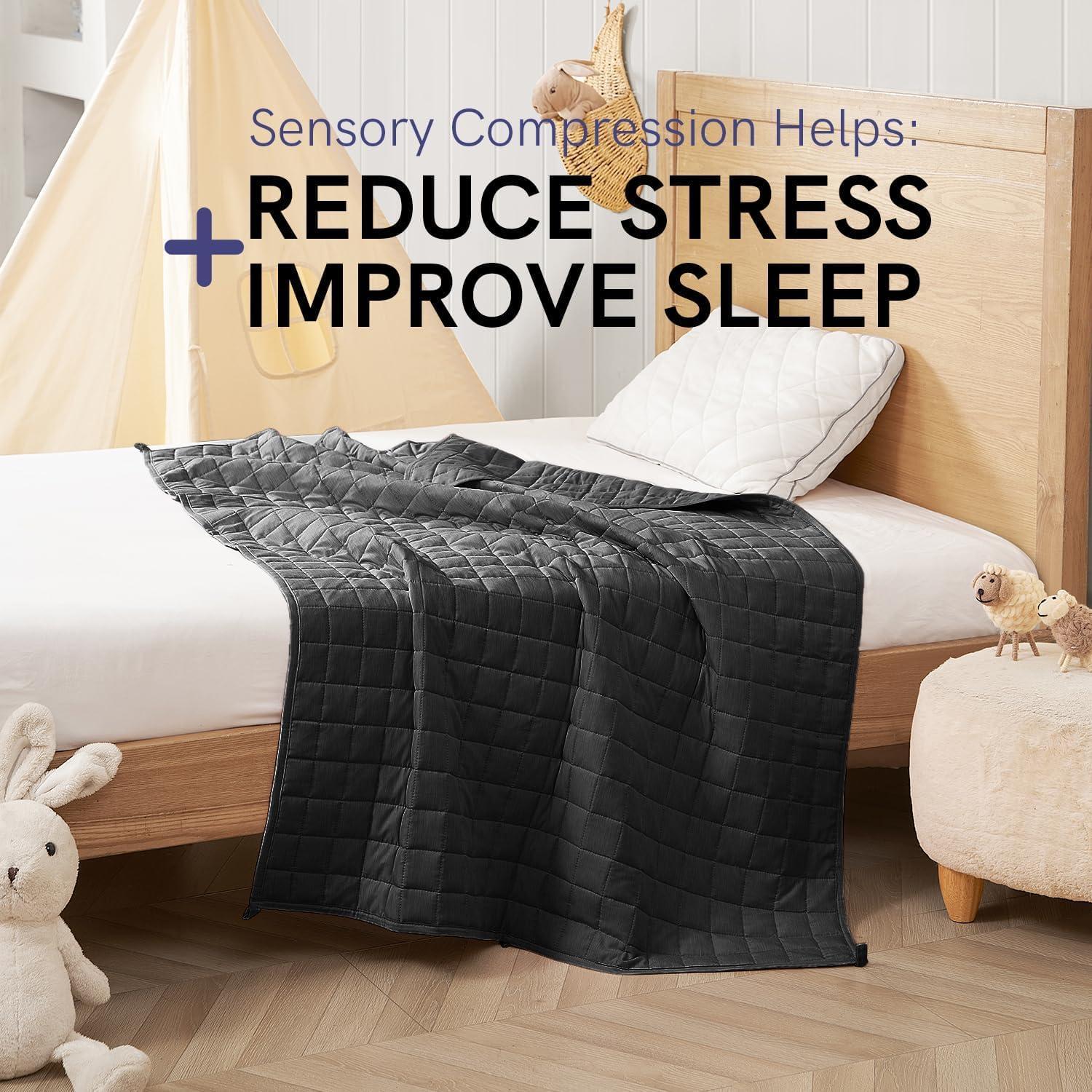 YnM YnM Exclusive Weighted Blanket, Soothing Cotton, Smallest Compartments with Glass Beads, Bed Blanket for One Person of 90lbs, Ideal for Twin Bed (41x60 Inches, 10 Pounds, Dark Grey)