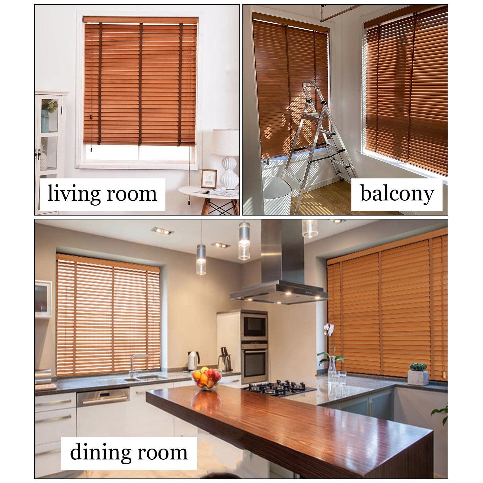 Xrdbfd Xrdbfd Wooden Venetian Blinds, Brown Window Blinds, Light Filtering Venetian Blinds, Solid Wood Blinds for Windows and Doors, 40-150cm Wide,WxH-60x100cm/23.5 * 39in