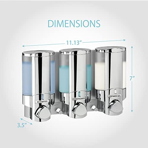 Better Living Better Living Products Aviva Shower Dispenser 3, Shampoo and Soap Dispenser, 3 x 11 fl. oz. Chrome, 11.2 x 3.5" x 7"