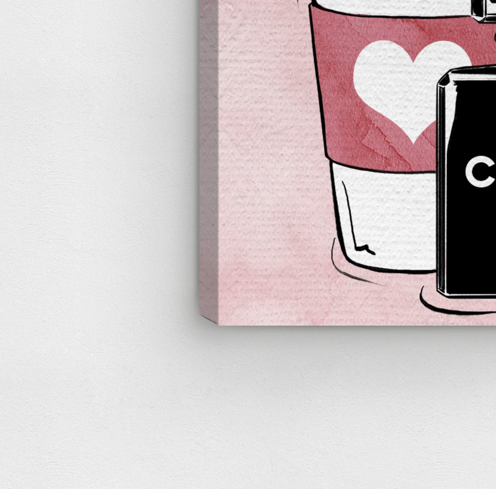 The Oliver Gal Artist Co. The Oliver Gal Artist Co. Fashion and Glam Wall Art Canvas Prints \'Shopping and Coffee\' Home Dcor, 30\" x 30\", Pink, Black