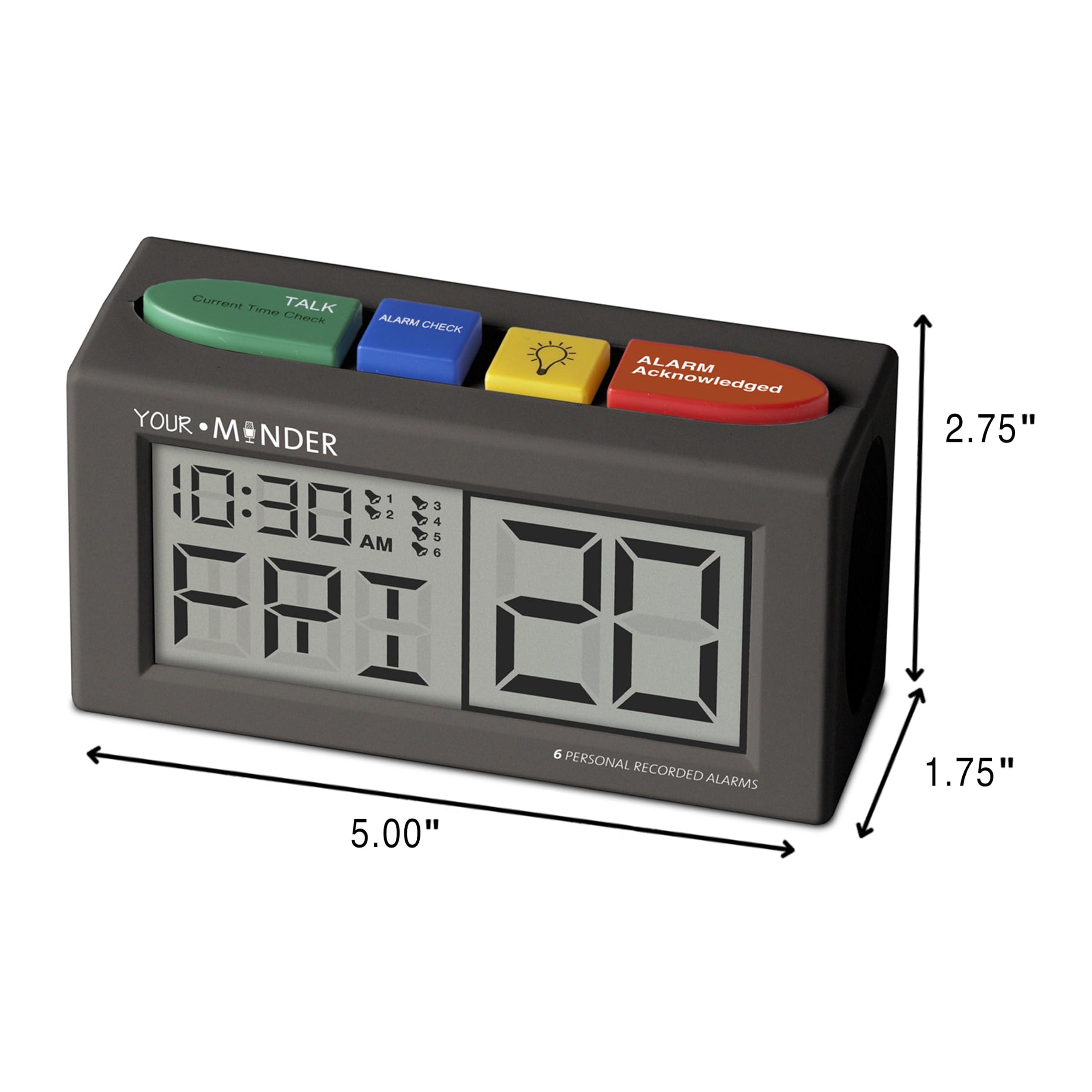 MEDCENTER MEDCENTER Your Minder Voice Record and Alarm Replay Reminder Clock with Loud Multiple Alarms, Recordable Talking Alarm Clock for Medication Reminders (With Adapter) Gift for Mom, Dad, Elderly, Seniors