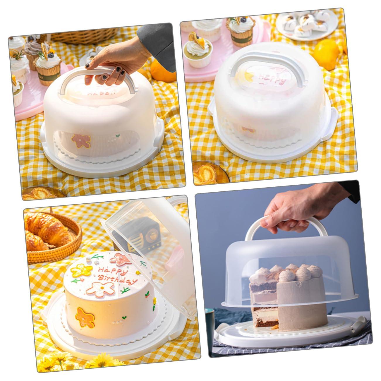 KITANDOVE KITANDOVE Handheld Cake Carrier Box 10 inch Birthday Cake Storage Box Reusable Cake Box