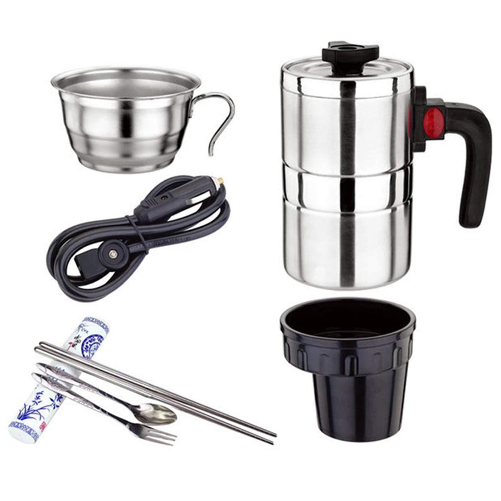 YOOMAO YOOMAO Stainless Steel Travel Heating Cup 12V Car Kettle Boiling Water Cup Stainless Rice Cooker Water Heater Portable Kettle Heating Electric Travel Car Accessories,500ml