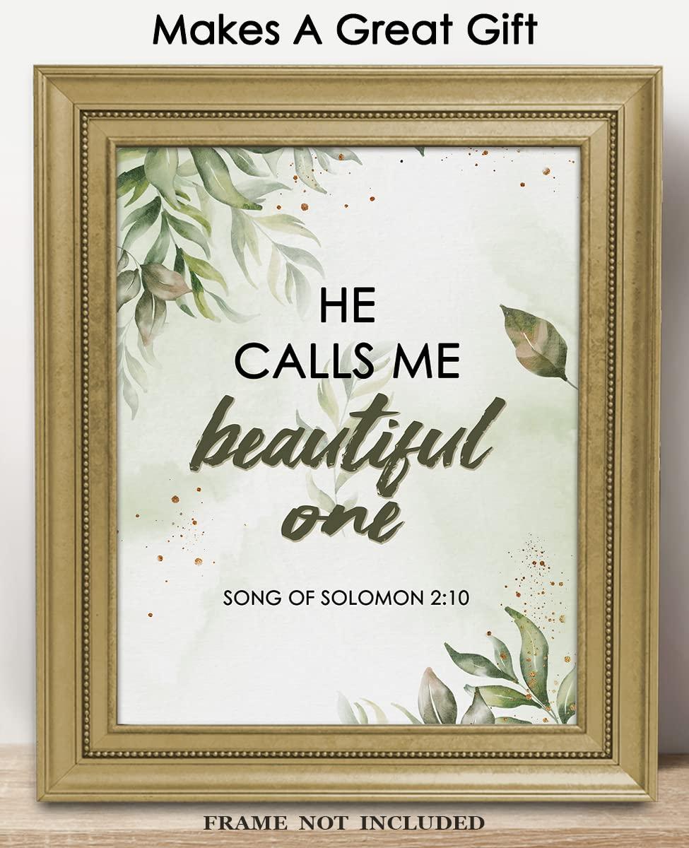 Buzz Unplugged He Calls Me Beautiful One. Song of Solomon 2:10 - Inspirational Bible Verses, Christian Scripture Positive Quotes, Religious Bible Verse Wall Art Decor For Home & Office | Unframed Posters 11x14\"