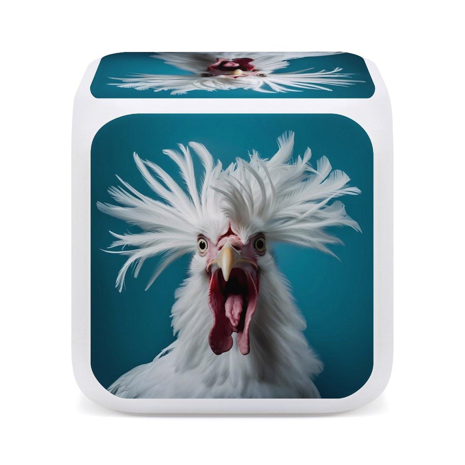 SONGTING Rooster Alarm Clocks Color Changing LED Clock Digital Alarm with Time Date Temperature