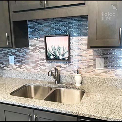 Tic Tac Tiles Tic Tac Tiles Peel and Stick Self Adhesive Removable Stick On Kitchen Backsplash Bathroom 3D Wall Sticker Wallpaper Tiles in Como Designs (10, Sand)