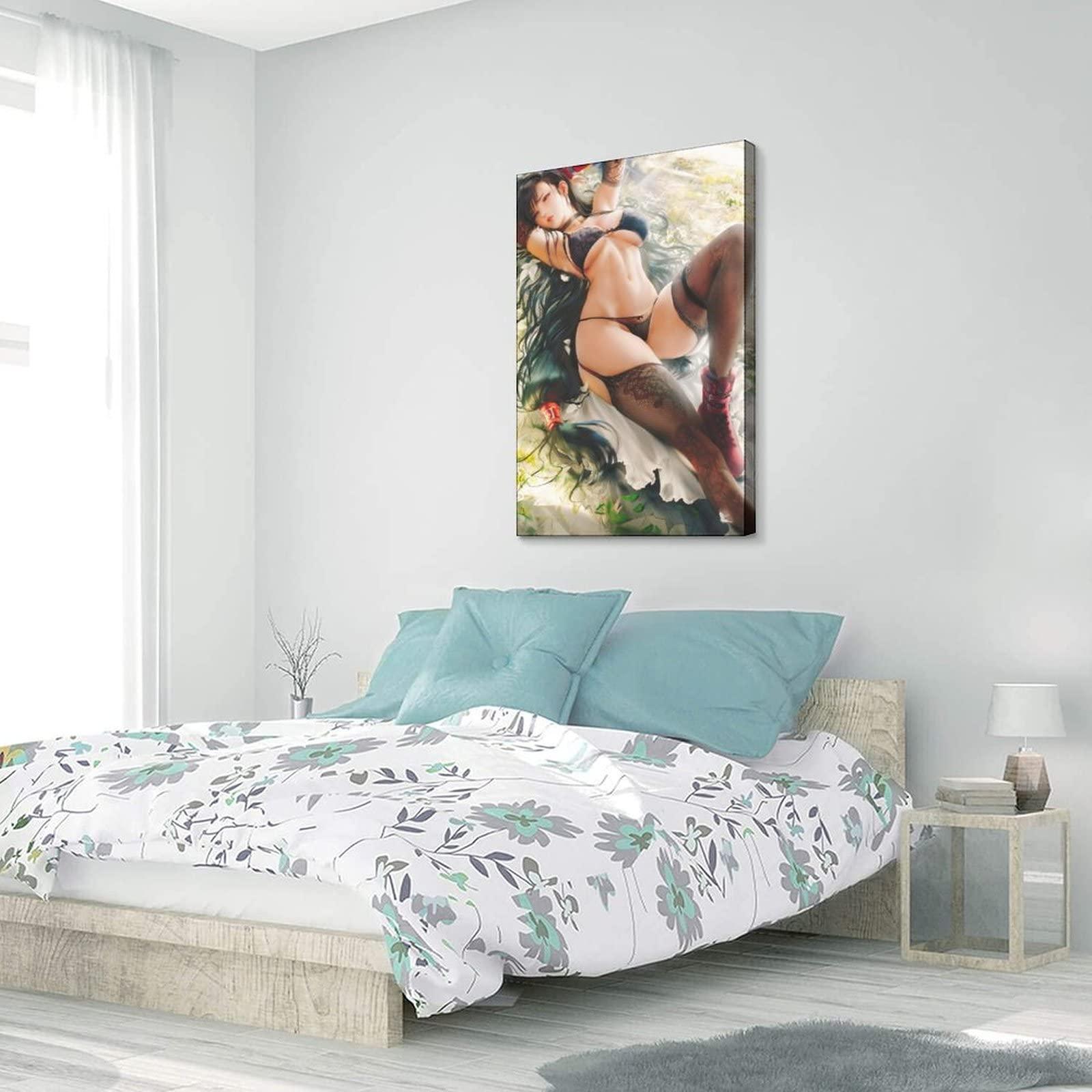 TUXIBI Tifa Lockhart Sexy Stockings Canvas Poster Poster Canvas Prints Wall Art Oil Painting Print on Cancvas for Living Room Decorations Frame-Style 24x36inchs(60x90cm)