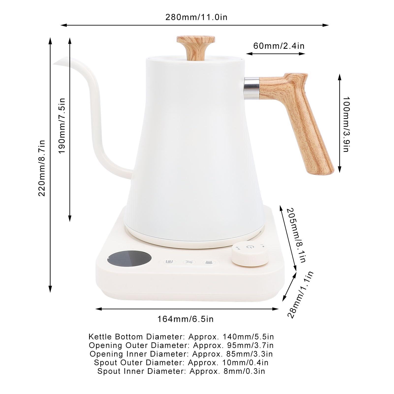 Vikye Electric Gooseneck Kettle, Temperature Control, Stainless Steel Inner, LCD Screen, Balanced Handle, 1200W, 0.9L, Black, for Brewing Coffee, Tea, Boiling Water (US Plug 110V)