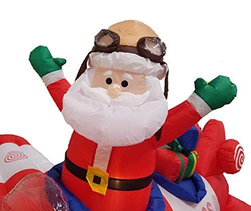 BZB Goods Animated - 8 Foot Wide Christmas Inflatable Santa Claus Flying Airplane Blow Up Yard Decoration