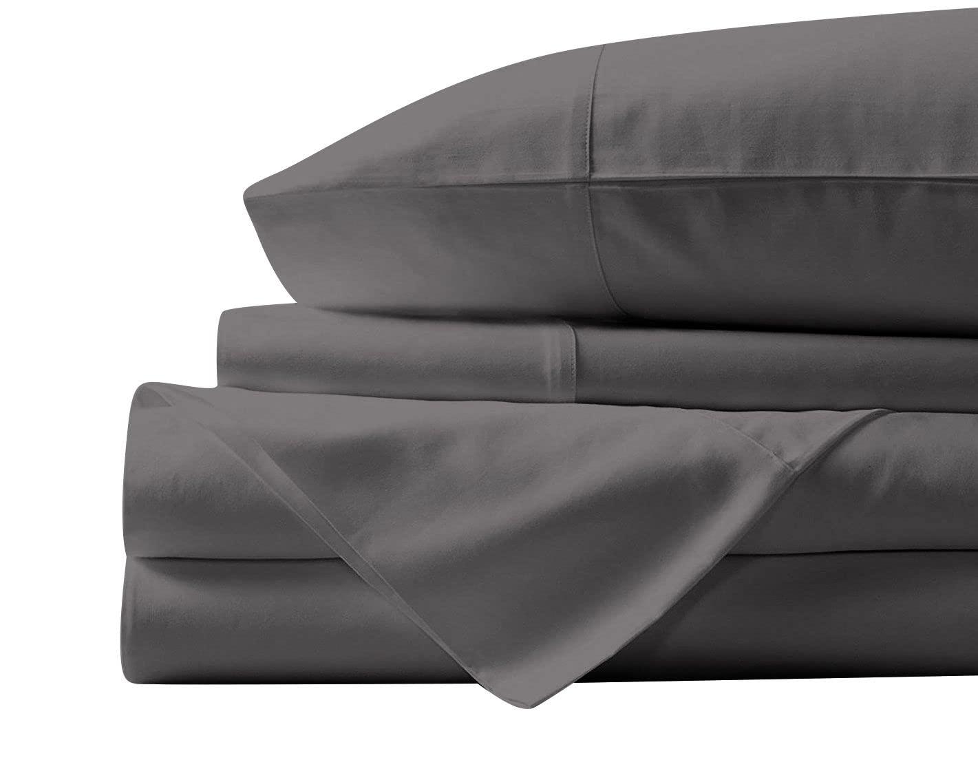 Kings Loft Luxury Waterbed Sheets King/Cal-King Size 800 Thread Count 100% Cotton 4 Peice 10 Inches Deep Pocket Attached Waterbed Sheet Set in Solid (Dark Grey, King/Cal-King)