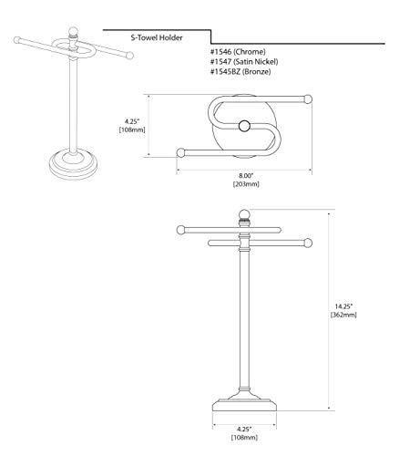 Gatco Gatco 1546 Counter Top S Style Towel Holder, Chrome