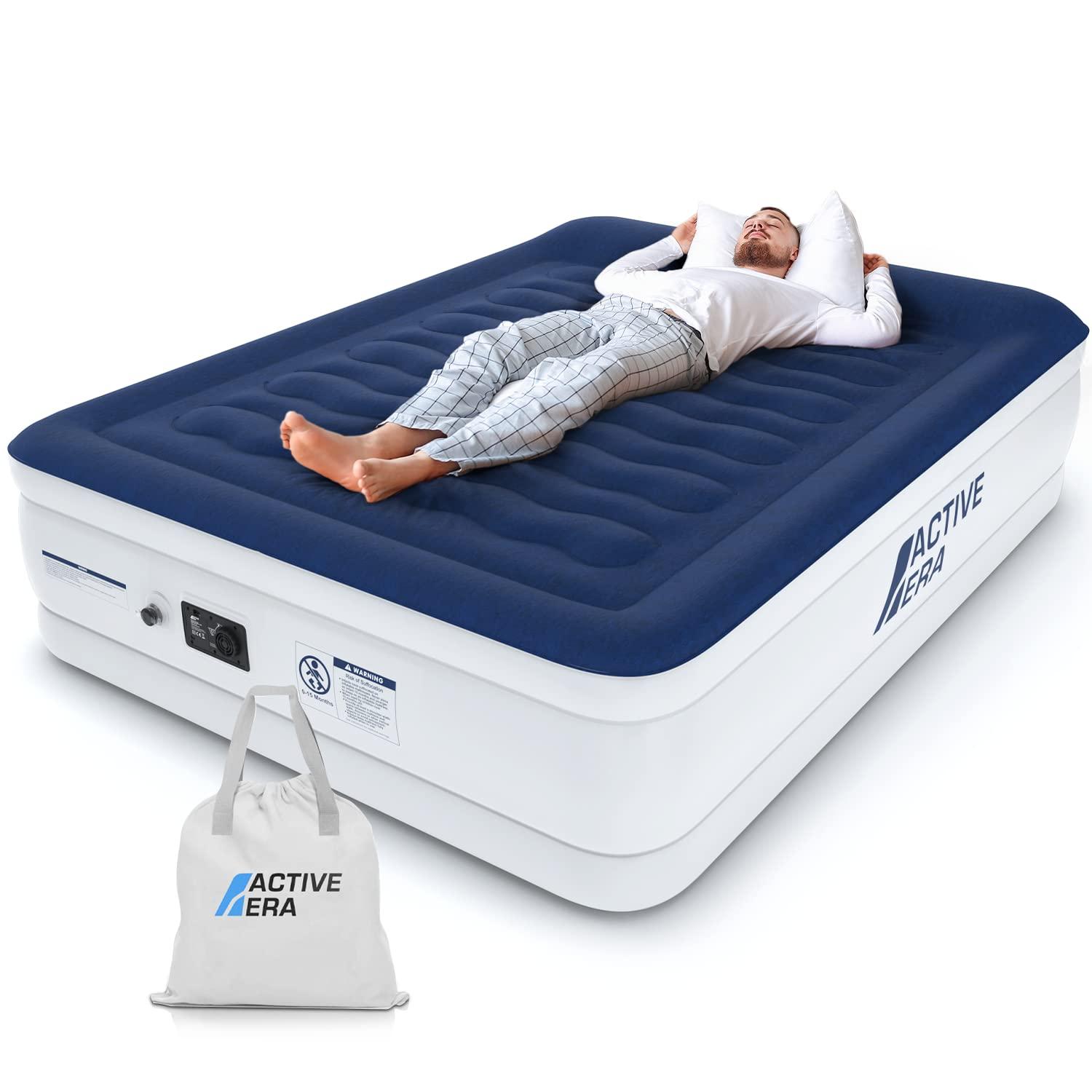 Active Era Active Era Luxury Queen, High Air Mattress with Built in Pump and Raised Pillow - Elevated Double, with Structured I-Beam Technology, Height 22\" Tall Air Bed Queen Size