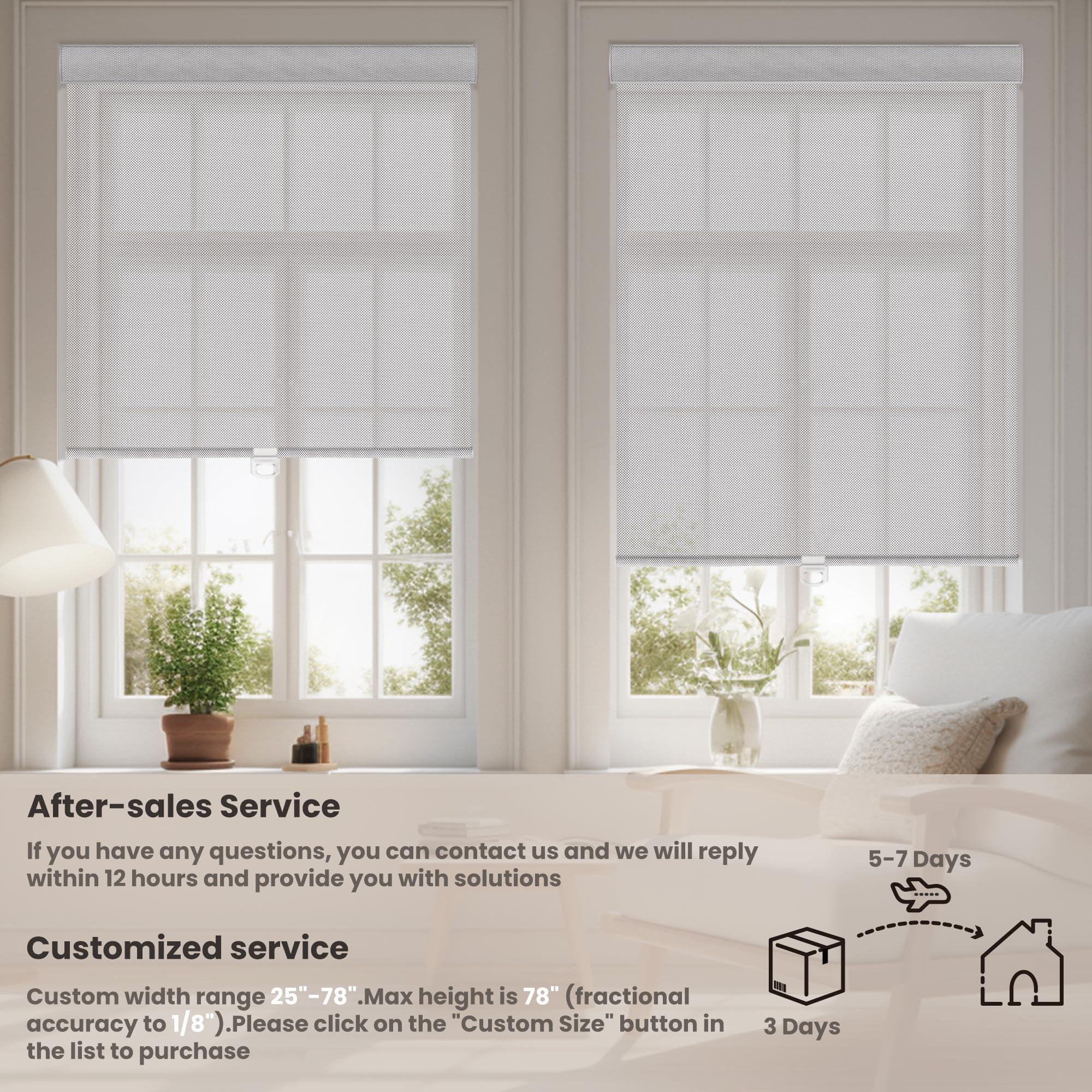 Sulugood Sulugood Light Filtering Roller Shades for Windows Cordless Solar Roller Blinds 10% Openness with Cassette Valance Room Darkening & Heat Insulated Window Shades for Home Office,Grey,61" W x 84" H