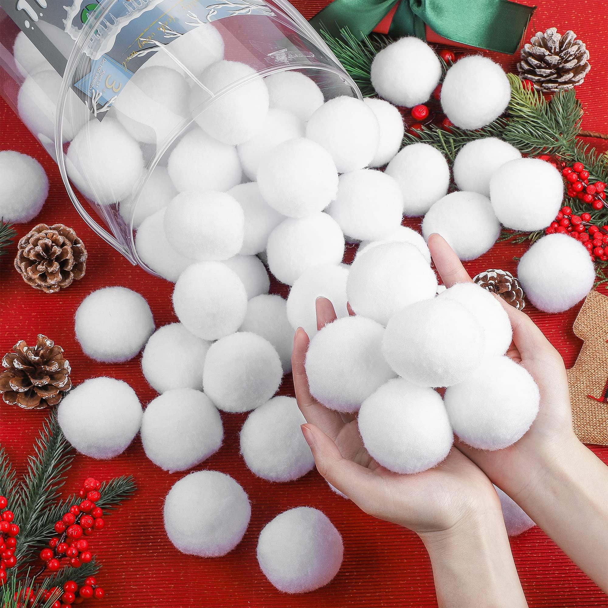 Elcoho Elcoho 100 Pieces 2 Inch Fake Snow Fight Ball Artificial Snow Toss Ball Fake Winter Snow Fight Ball Fluffy Fun Stress Toys for Xmas Party Supplies Winter Snowball Fight Games Indoors