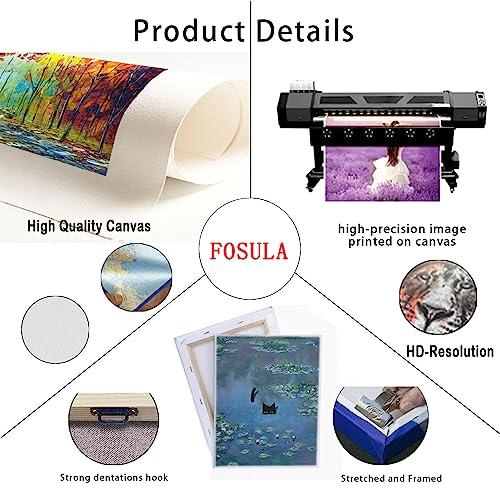 FOSULA Monet Cat Wall Art - Claude Monet Cat Wall Art Prints - Cat Monet Art - Monet Sunflowers Cat Canvas Print - Claude Monet Cat Poster - Monet Sunflowers Cat Wall Decor - Framed Ready to Hang