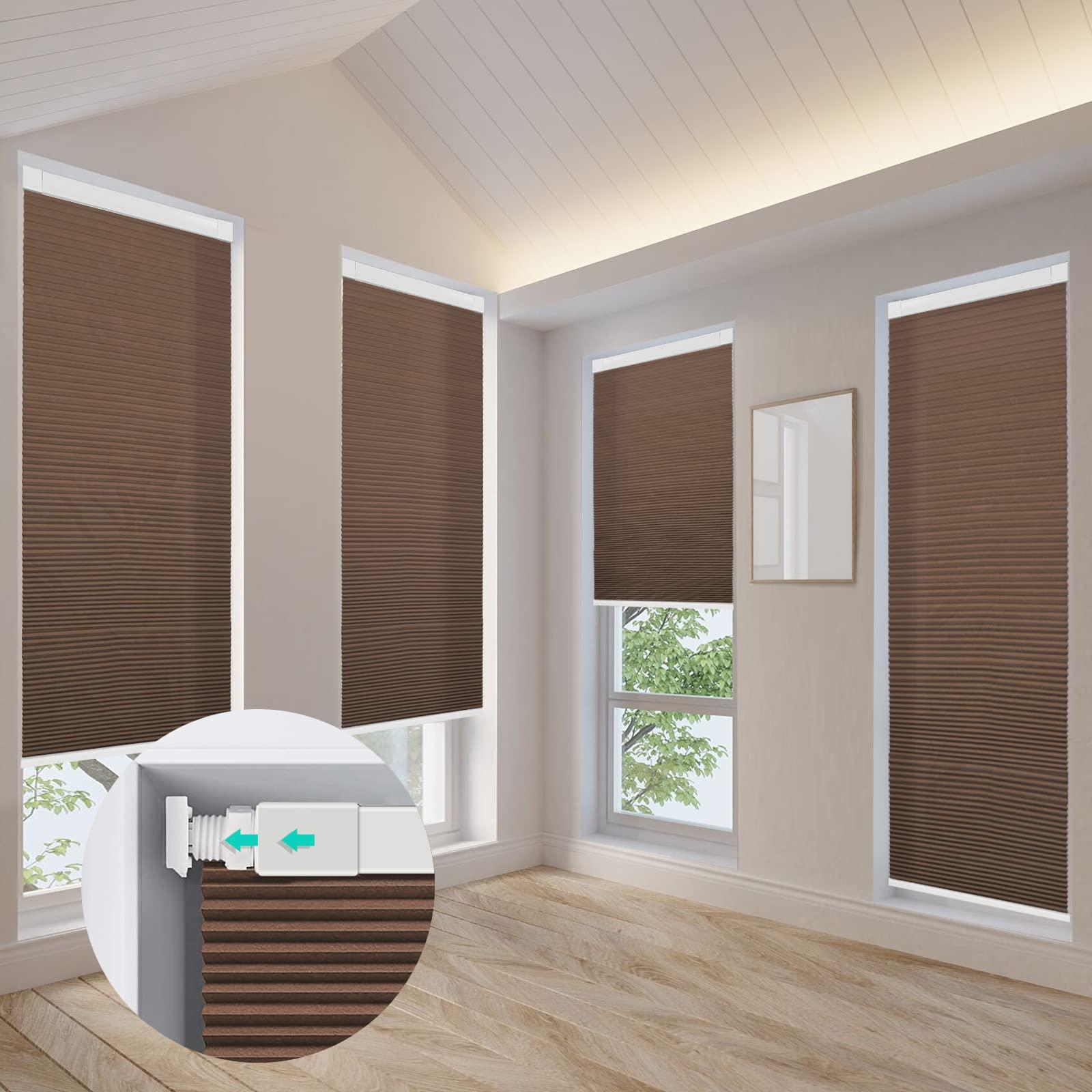 Sunbox No Drill Honeycomb Blinds for Window, Blackout Cordless Cellular Shades, No Tools, Easy to Install, Cellular Blinds for Home, Office, Coffee