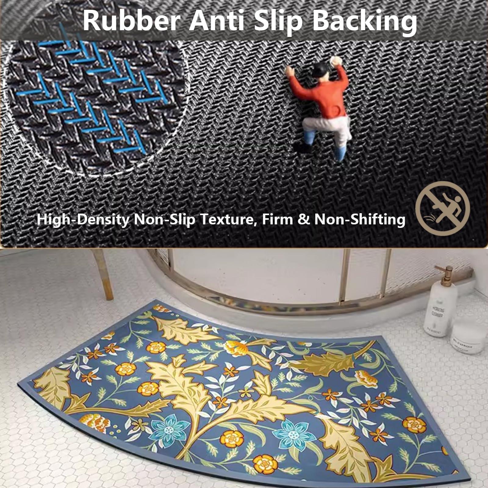 Generic Generic Fast Drying Curved Bath Mat, Curved Bathroom Mat for Round and Corner Shower,Strong Absorbent Corner Bath Mat,Rubber Non-Slip Bottom Shower Mat for Outside Shower (B)